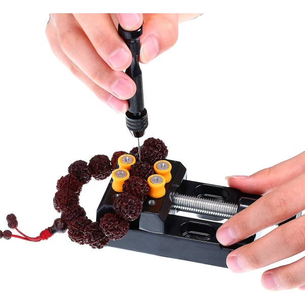 Håndborverktøysett inkluderer stift skrustikk Håndbor med miniatyrbor Micro Mini spiralbor og benkeskruestikk for håndverksutskjæring harpiks nøkkelring
