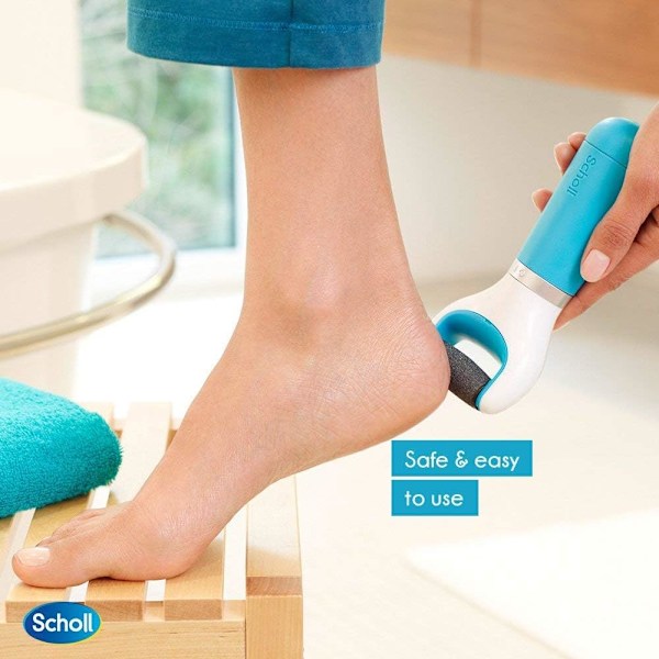 Scholl Velvet Smooth Roll Professionel Elektrisk Fodpleje Rulle til Tør Hud Blå, 1 (Pakke med 1)