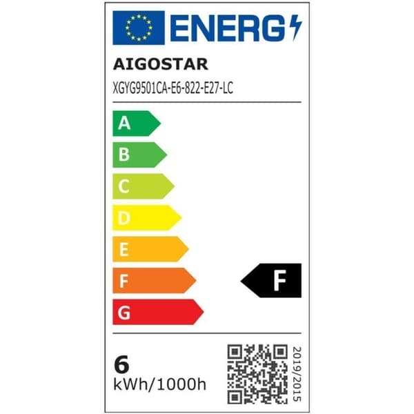 Sæt med 3 ravfarvede LED-glødepærer E27 G80, 6W