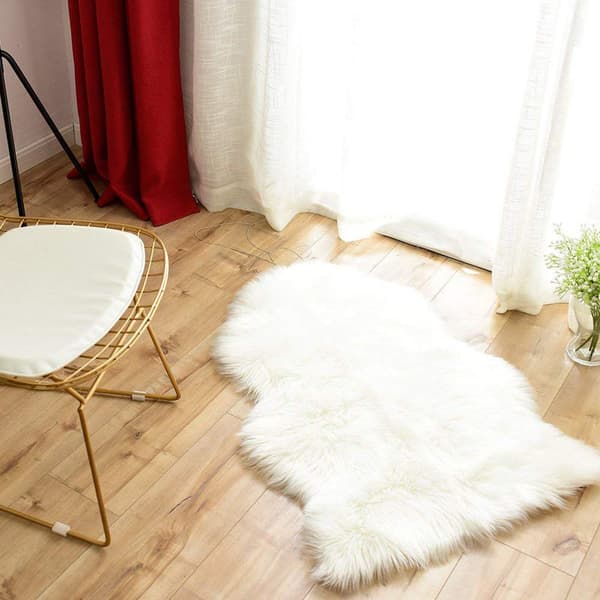 Lyxig mjuk fuskfårskinnsdyna, sittdyna, fäll för sovrum, 60x90CM, vit