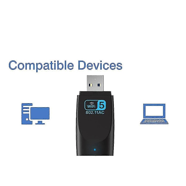 USB Wifi-dongel, 5GHz USB Wifi-enhet utan drivrutin, 1300 Mbps USB3.0 WIFI-adapter, stödjer 11/10/8/7/Vista/XP, OS