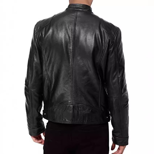 Svart skinnjakke, myk, langærmet, casual wear-jakke egnet for hjem, soverom, kontor 3XL
