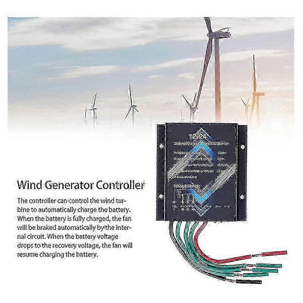 Tuuliturbiinin lataussäädin, 400W 12V 24V Mini tuuliturbiinin generaattorin ohjain IP67 vedenpitävä