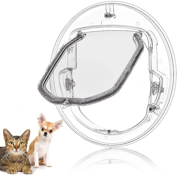 Pet Door Dog Window Gate Round Clear Flap Door With 4 Ways Lock & Liner Kit (d-583-a)