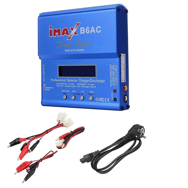 For B6ac 80w Rc Balance Charger+ Cable Digital Li-ion Life Nimh Nicd Lipo Battery Discharger Eu Plug