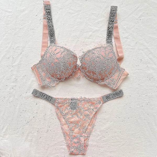 Sensuell Lingerisett for Kvinner med Push-Up BH - Victoria's Secret Stil - 2-delt Undertøy Lace follows1 85C