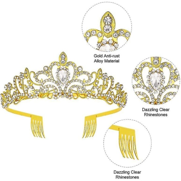 Bryllupstiara - Elegant prinsesse dronning tiara hårbånd med kam