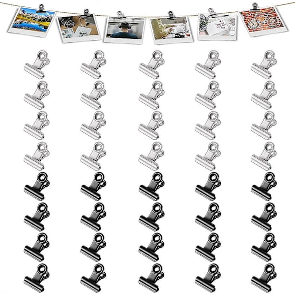 Crday 40 st Pappersklämmor, 22 mm Metallhängklämmor för Matpaket Mini Present