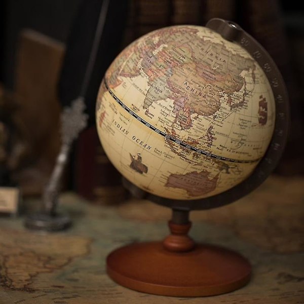 Träklot Retro Vintage Heminredning Skrivbordsleksak Världskarta Geografi Hantverk