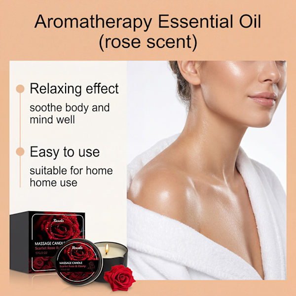 3-pack rosdoftande massage-ljusset – Aromaterapi eteriska oljeljus för avkopplande hemmaspa