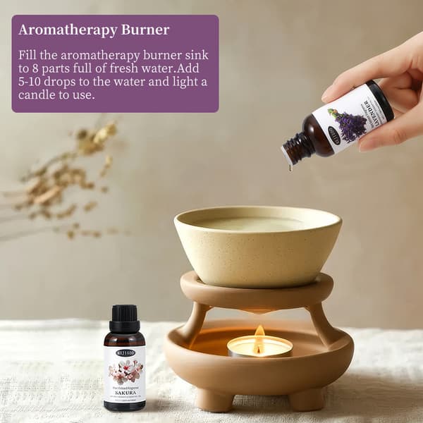 Gäller för luftfuktare och diffusorsten, 30 ml vattenlöslig växtaroma eterisk olja, ros lavendel, 8 olika dofter, 1 styck