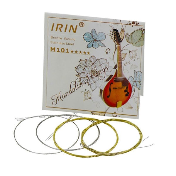 IRIN M101 Komplett Set Mandolinsträngar Bronslindade Rostfritt Stål Silver & Gyllene Färg (.010-.034)