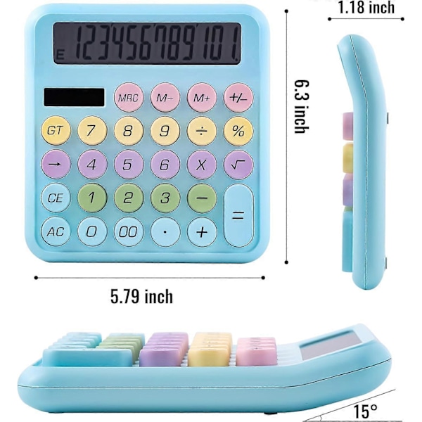 Työpöytälaskin söpöllä karkkivärillä - 12-numeroinen vakiolaskin, lahjaksi kollegoille, lapsille, luokkatovereille