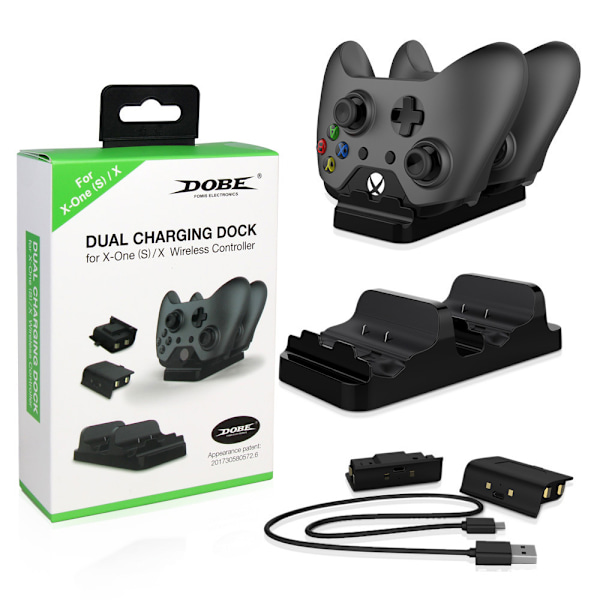 DOBE XBOX ONE Dobbelt Batteriladersett XBOX ONE Batteri ONE Håndtak Dobbeltlader TYX-532