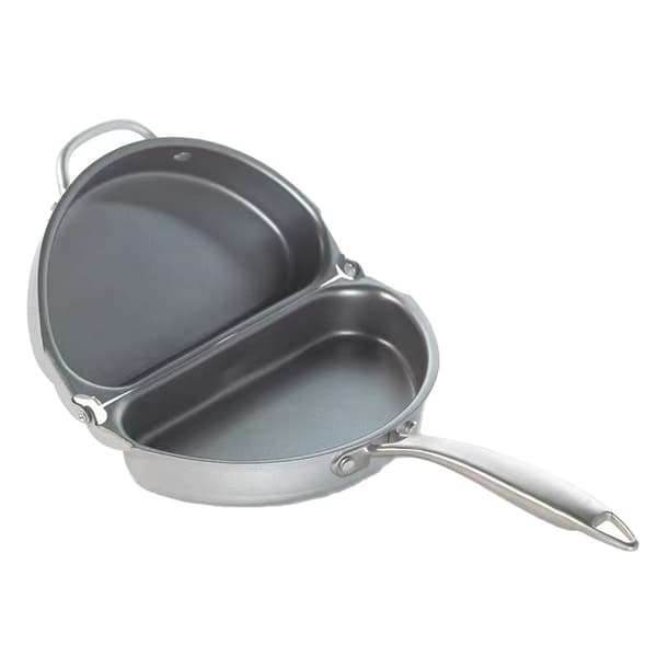 Dobbeltsidig sammenleggbar omelettpanne, non-stick flat stekepanne, multifunksjonell frokostkoker for egg, ris, utendørs bruk