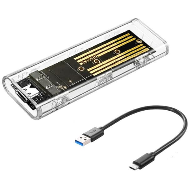 Gennemsigtigt M.2 SSD-kabinet, bærbart NVMe eksternt SSD-harddisk til bærbar computer, unik NGFF-protokol.