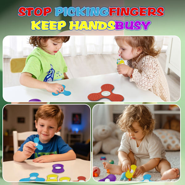 Texturerad Fidget Spinner, ADHD Sensorisk Ångestlindring Finger Dekompression Leksak 3-pack