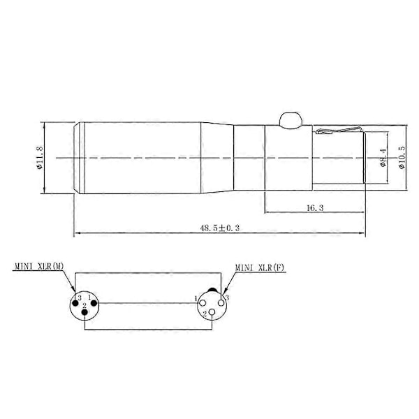 XLR Mini 3-polig Han till 4-polig Hon Audioadapterkontakt Hi-Fi Signalomvandlare Adapter för