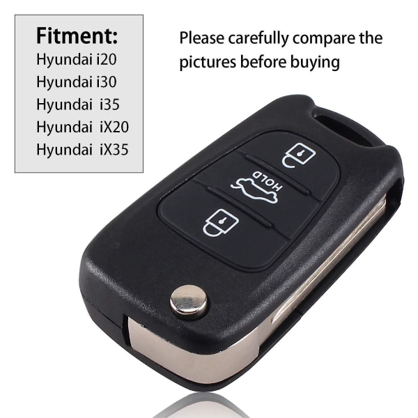 3 knapper Flip Folding Fjernkontroll Nøkkelskall Etui for Hyundai I20 I30 I35