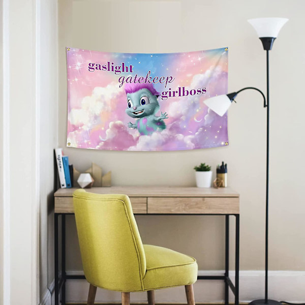 Heytea Gaslight Gatekeep Girlboss Hauska Tapetti Meme-Tapetti Seinävaate Posterilippu Sopii Yliopiston Majoitustilojen Koristeluun 3.2x4.9ft