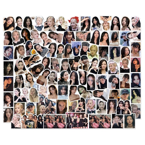 98 Mustaa Pink-Tarraa 8. Vuoden Juhlan Muistikirjan Tarrat ROSE JENNIE Jisoo Matkatavaroiden Tarrat