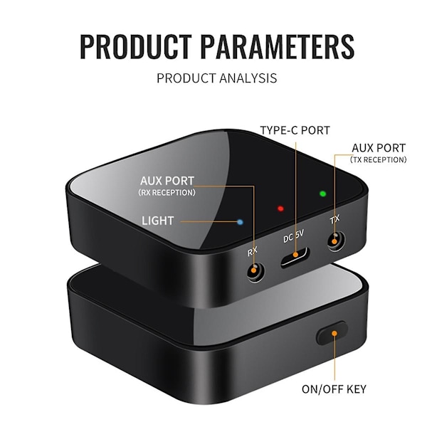 Uusi Bluetooth-tietokoneen lähetin-vastaanotin 2-in-1 5.3 Bluetooth-sovitin Aux-autosovitin