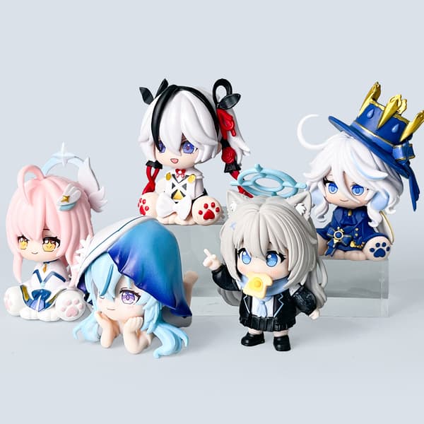 Genshin Impact Furina Wuthering Waves Shorekeeper Q Version Siddende Figur Anime Spil Skrivebordsdekoration Samlermodel E