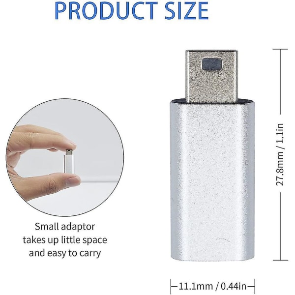 2 kpl USB C - Mini USB 2.0 -sovitin Type C Naaras - Mini USB Uros Muunninsovitin MP3-soittimille D