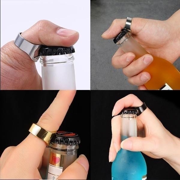 4-pack Multifunktionell Färgad Ringformad Öppnare i Rostfritt Stål för Ölburkar, Diameter 22 mm