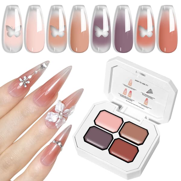 Nail Art Pudding Tap Gel, 4-rutig Solid Transfer Gel, Mångsidig Målning Multifunktionell Nagelgel Style 4