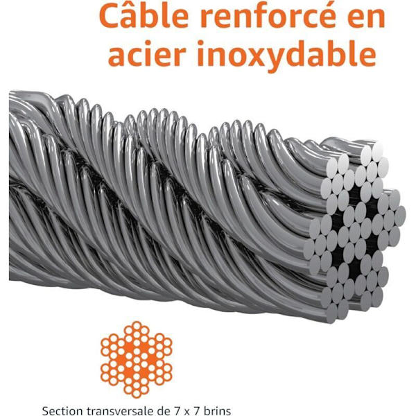 Hundebindekabel, 6m, Hvid