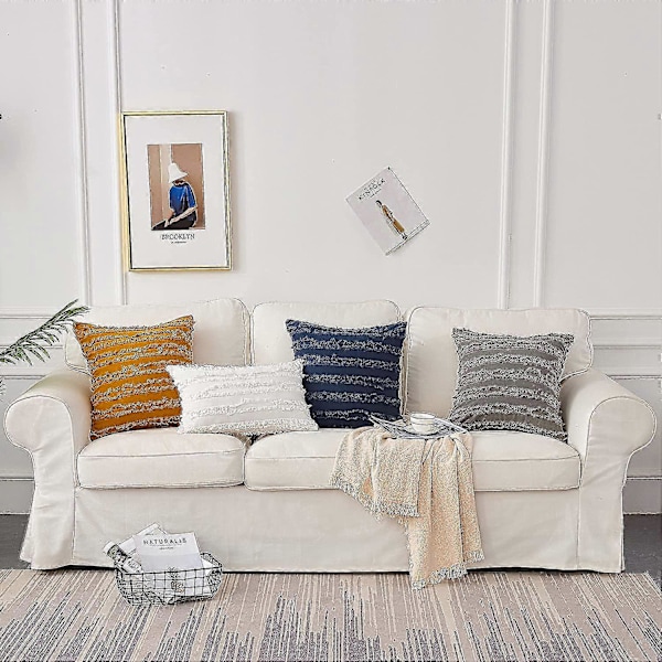 Hvite putetrekk til sofa, stol, 20 x 20 tommer