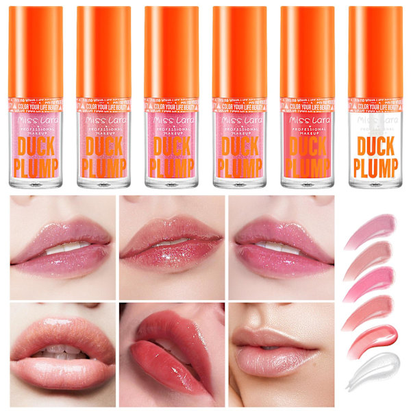 Professional Makeup Duck Plump Lip Plumping Gloss, 6pcs High Pigment Lip Gloss, Plumping Lip Gloss, Vegan Formula