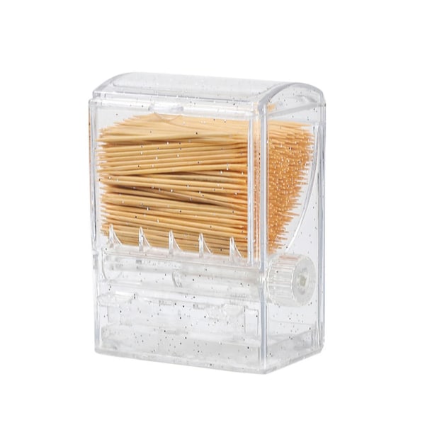 Rotary Discharge Toothpick Holder With Sucker Base - Easy Access, Knob Switch, Dustproof, Transparent Visual Toothpick Box - Kitchen Gadget