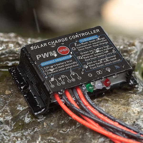 Solpanel Regulator, Ladningsregulator 12v/24v20a Pwm Vandtæt Ip68