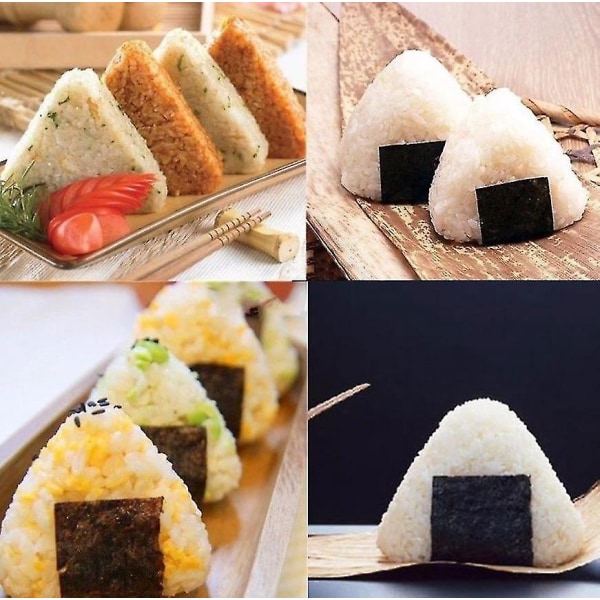 Sett med 7 gjør-det-selv-sushiformer: Onigiri risballmatpresse, trekantet sushimaskin, japansk Bento-sushitilbehør