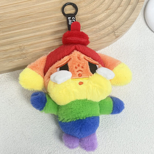 Pop Mart plysj vedhæng Rainbow Crybaby pige dukke nøglering nøgle R one size
