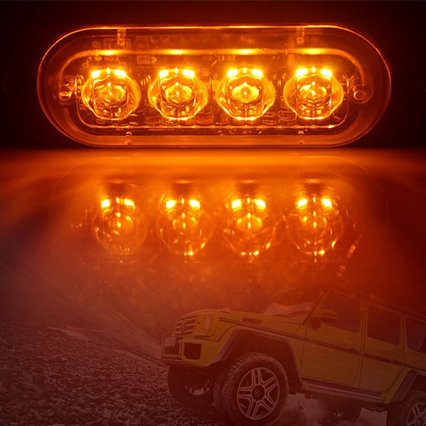 4LED bilvarningsljus Grill Blinkande haveri Nödlysdiod S Red 2 pcs