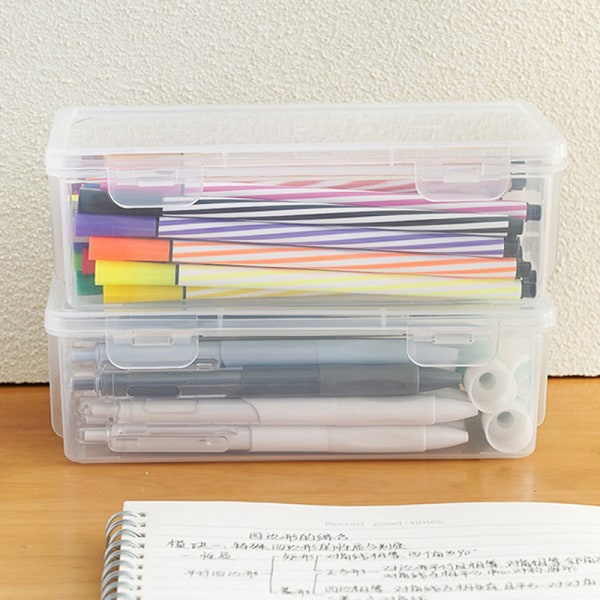 Läpinäkyvä lyijykynä muoviseen kynälaatikkoon Crayon Pen Storage Bo onesize