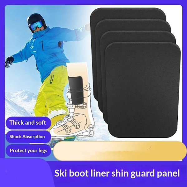 Skidbensskydd 4 Delar Stövel Foder Skydd Vaddering Elastisk Snowboard Black