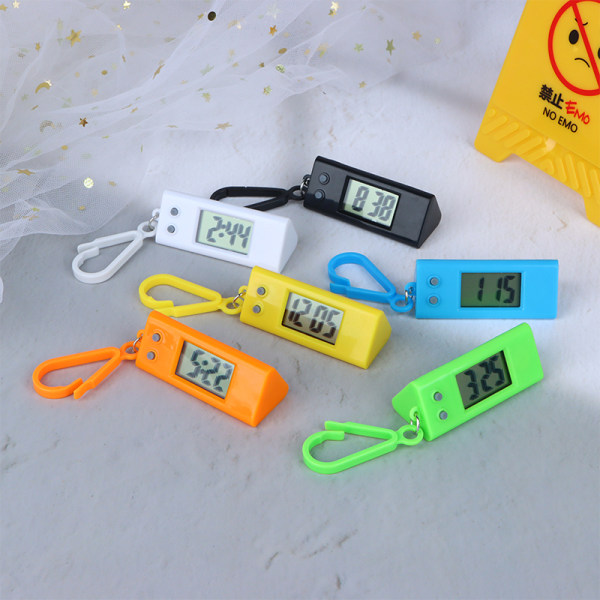 Mini elektroninen watch Unisex opiskelijakellon ripustusavain Black