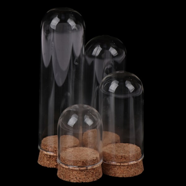 1/6 Doll Glass Dome Display puinen korkkikellopurkki puisella pohjalla 3(30*80mm)