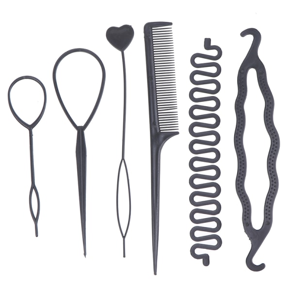 6 kpl / set Hairstyle Braiding Tools Vedettävä hiushiuslevy one size