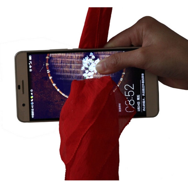 Magic Red Silk Thru Phone av Close-Up Street Magic Trick Show P 0 0