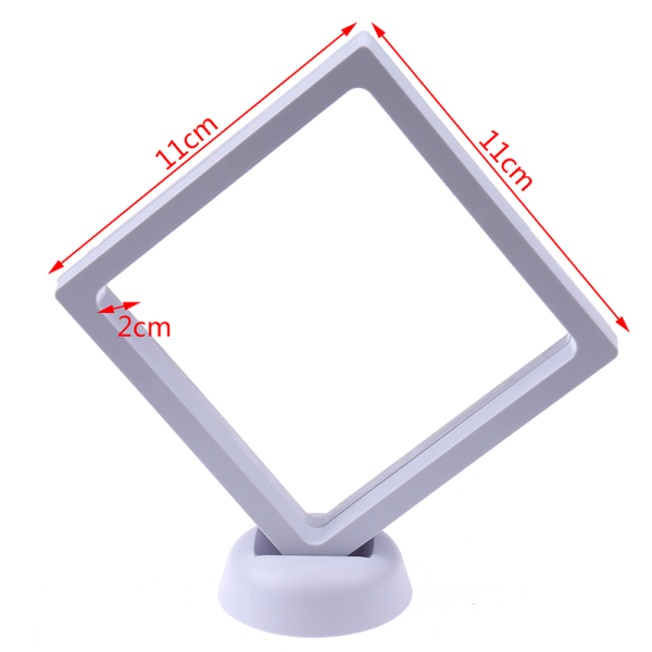 Square 3D flytende smykker Mynt Display Ramme Holder Eske Veske m White 11*11*2cm