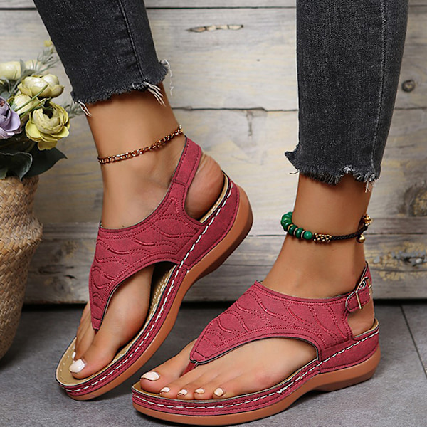 Dame Sandaler Blød Bund Kiler Sko Damer Sommer Sandaler Med Red 41