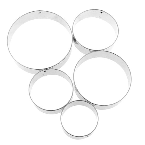 5 sæt rund cirkel i rustfrit stål Cookie ter Biscuit DIY Bakin One Size