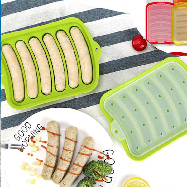 Uusi 6- mold silikonimakkaramuotti Kotitekoinen kinkkuhot dog -leivonta Blue