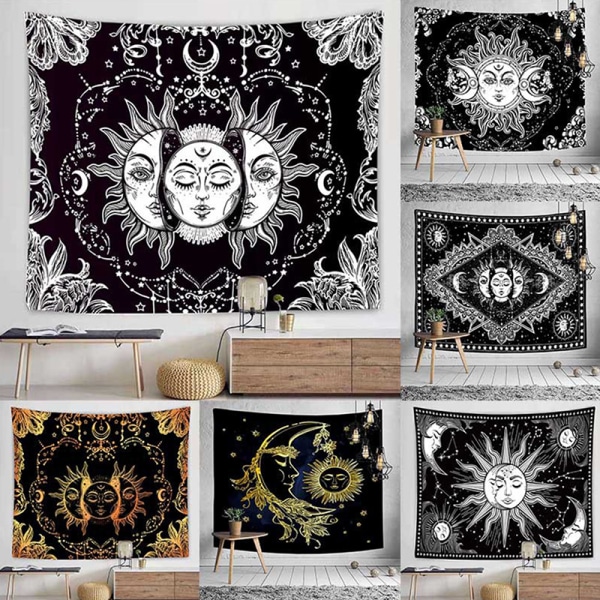 Mandala gobeläng sol och måne gobeläng sovsal dekoration bla H