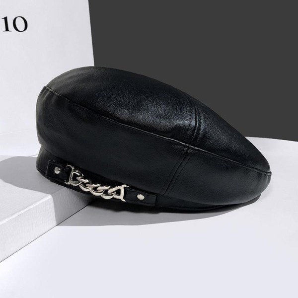 Dammode Vintage Elegant Metal Chain Läder Octagonal Sol Black